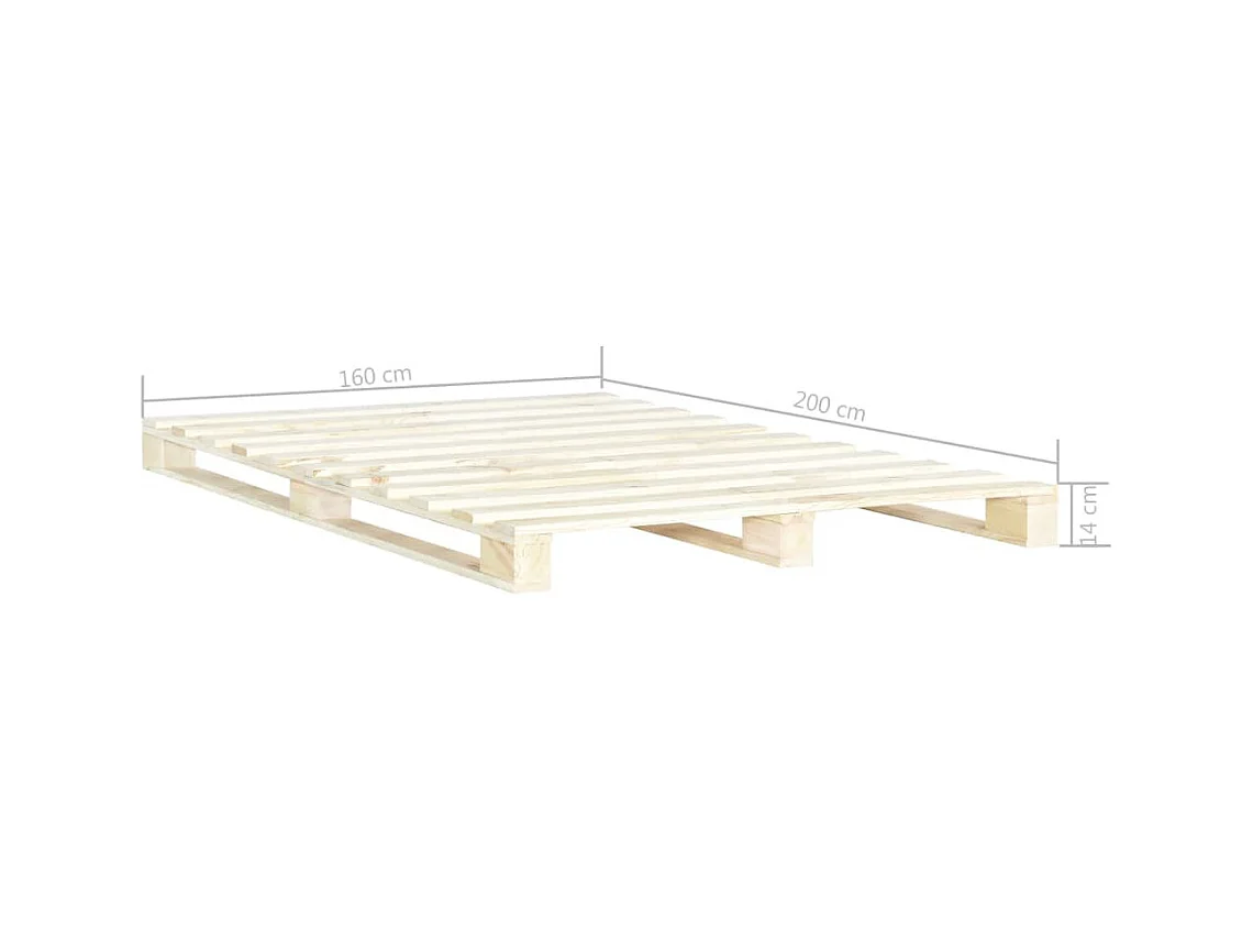 Cadre de lit de palette Bois de pin massif 160x200