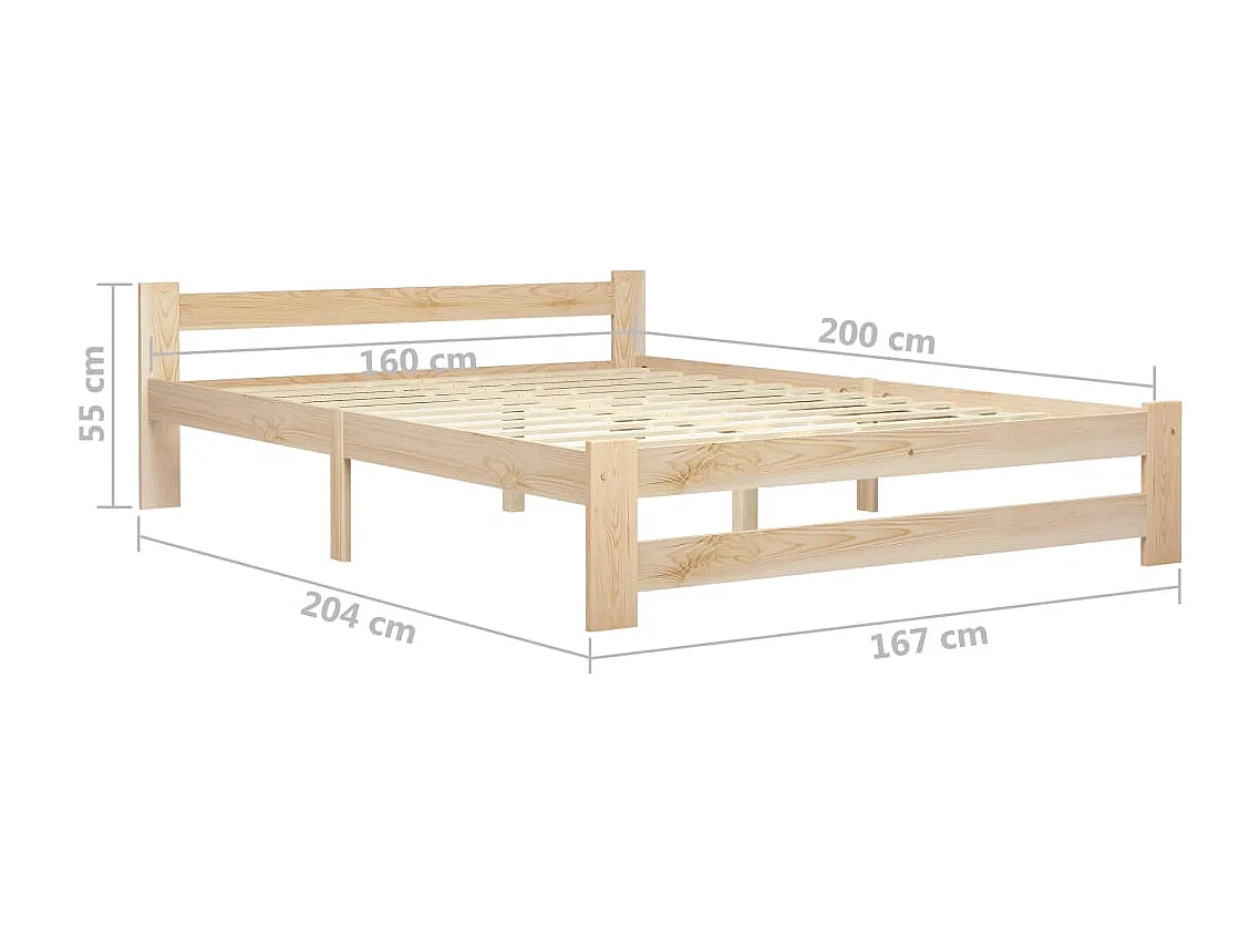 Cadre de lit Bois de pin massif 160x200 11
