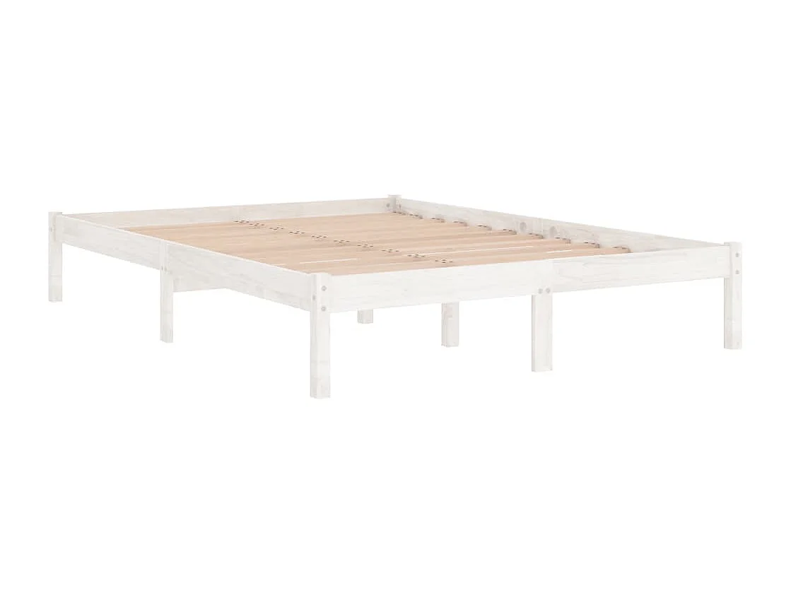 Cadre de lit Blanc Bois de pin massif 160x200 Natura