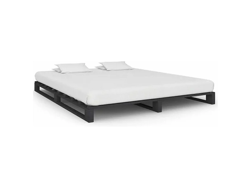 Bedframe pallet massief grenenhout grijs 160x200 cm