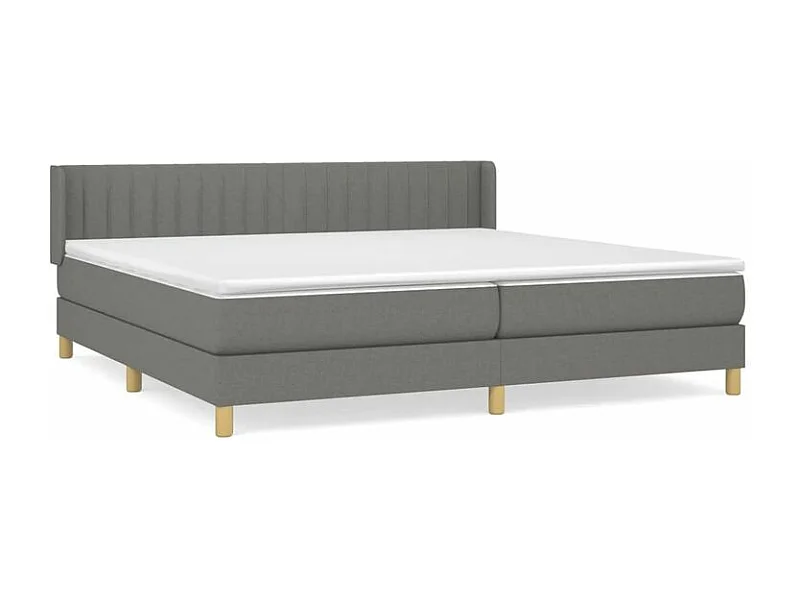 Sommier à lattes de lit avec matelas Gris foncé 200x200 Tissu