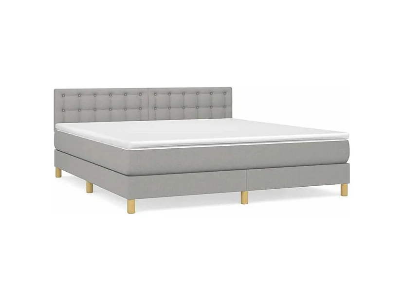 Sommier à lattes de lit avec matelas Gris clair 160x200 Tissu