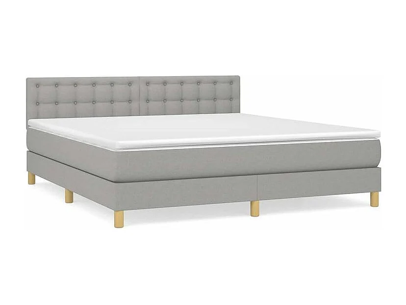 Sommier à lattes de lit avec matelas Gris clair 160x200 Tissu