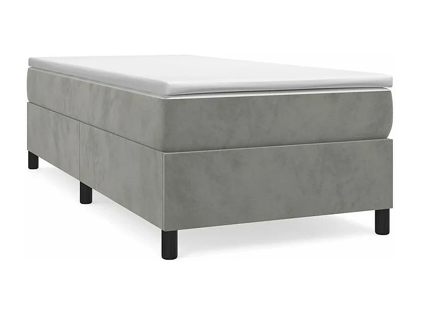 Sommier à lattes de lit et matelas Gris clair 100x200 Velours