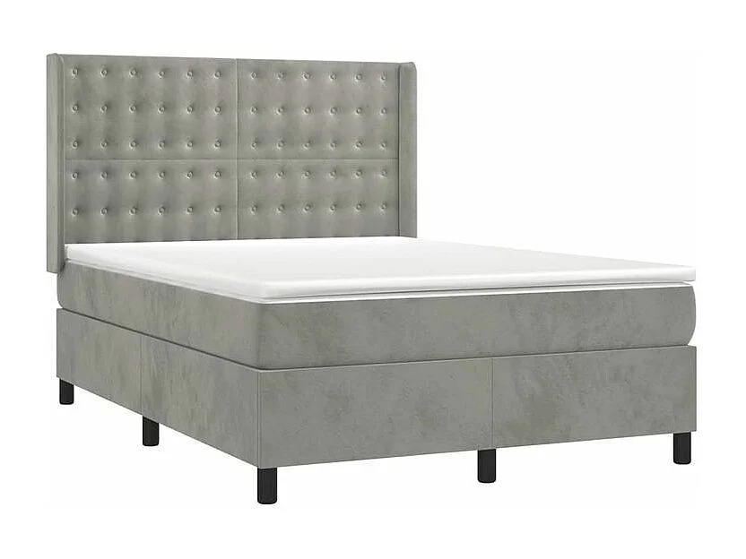 Sommier à lattes de lit matelas et LED Gris clair 140x200