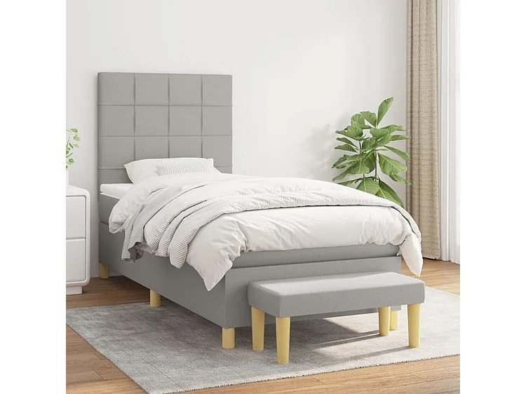 Sommier à lattes de lit avec matelas Gris clair 80x200 Tissu