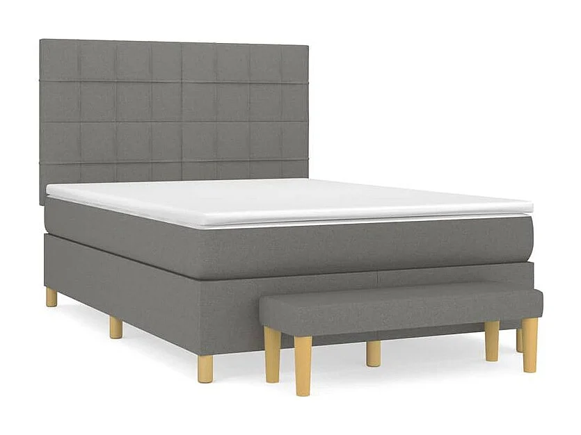 Sommier à lattes de lit avec matelas Gris foncé 140x200 Tissu