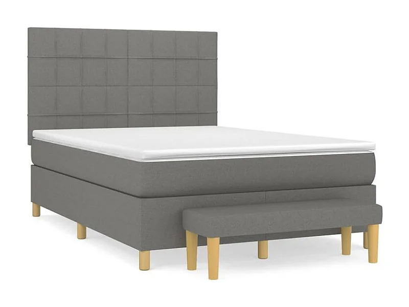 Sommier à lattes de lit avec matelas Gris foncé 140x200 Tissu