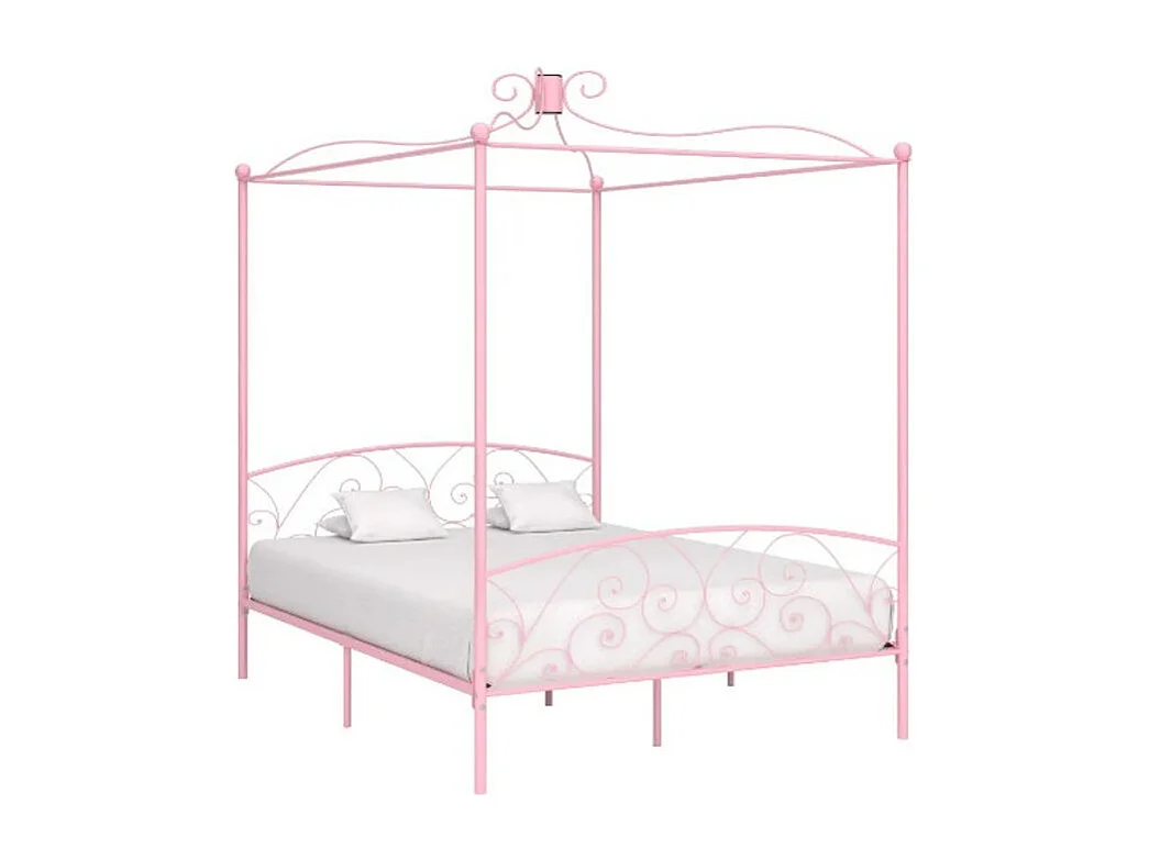 Lit à baldaquin métal rose Donkl 160x200