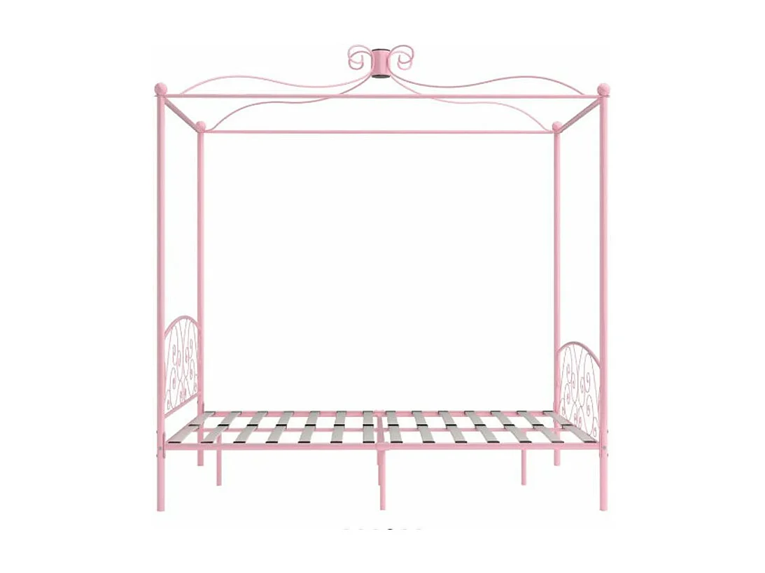 Lit à baldaquin métal rose Donkl 160x200