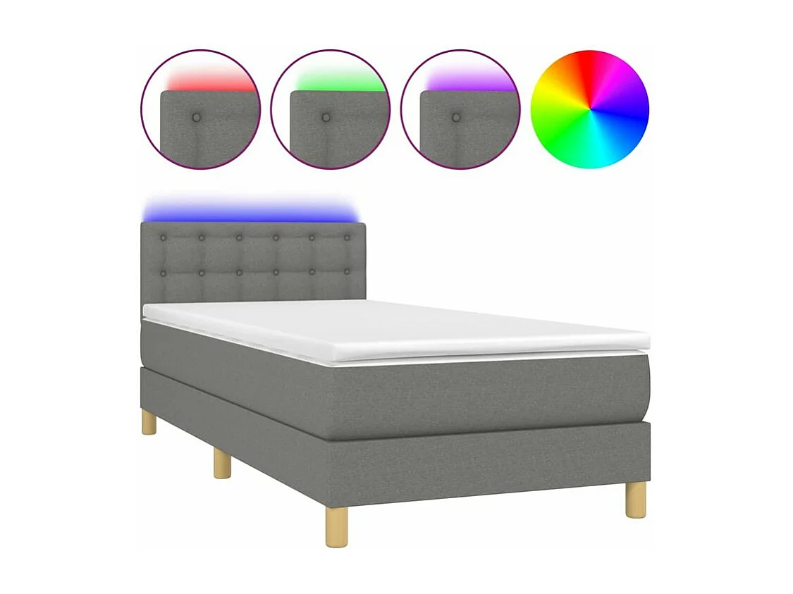 Sommier à lattes de lit avec matelas et LED Gris foncé 80x200