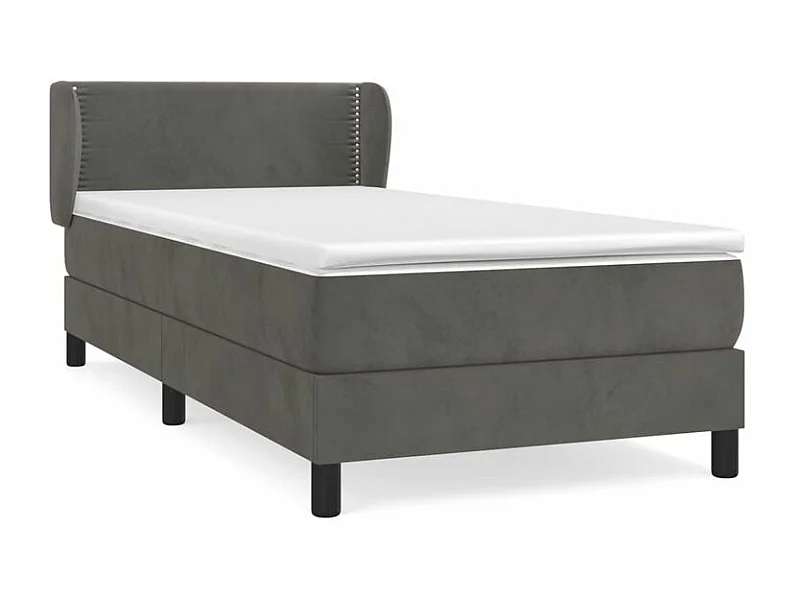 Sommier à lattes de lit et matelas Gris foncé 90x200 Velours