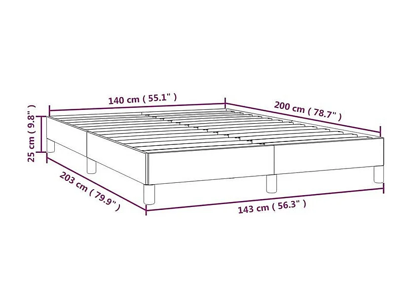 Cadre de lit Gris 140x200 Similicuir