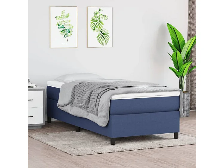 Sommier à lattes de lit avec matelas Bleu 90x200 Tissu
