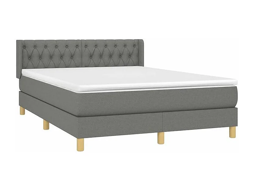Sommier à lattes de lit avec matelas Gris foncé 140x200 Tissu