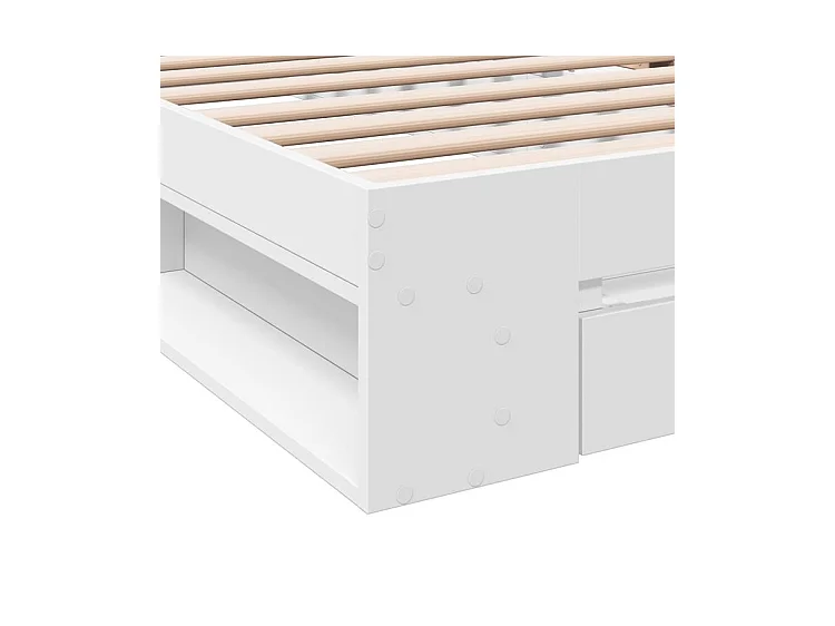 Cadre de lit avec tiroir blanc 100x200 bois d'ingénierie
