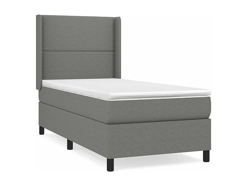 Sommier à lattes de lit avec matelas Gris foncé 100x200 Tissu