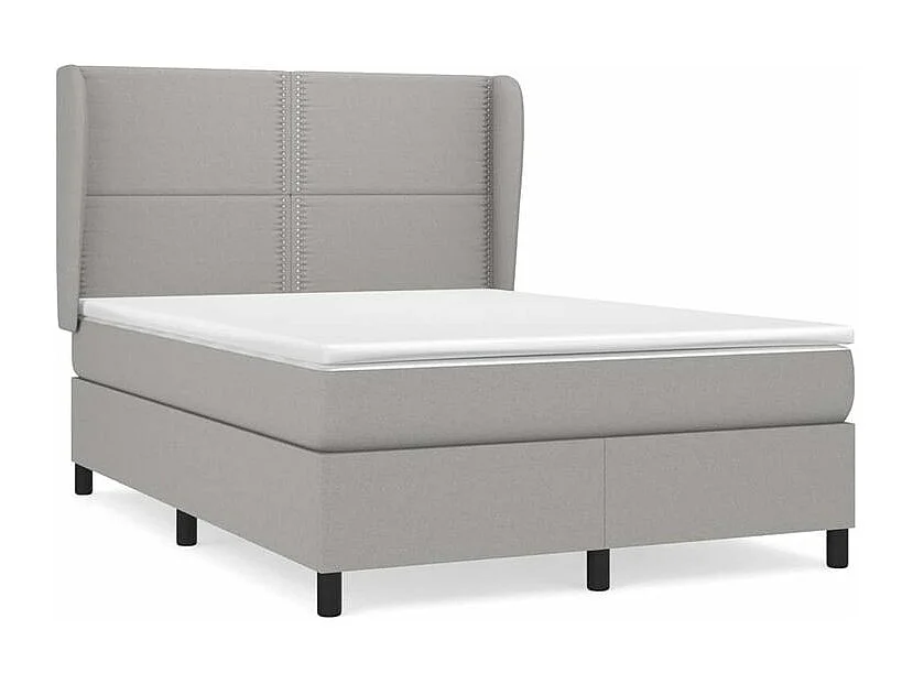 Sommier à lattes de lit avec matelas Gris clair 140x190 Tissu