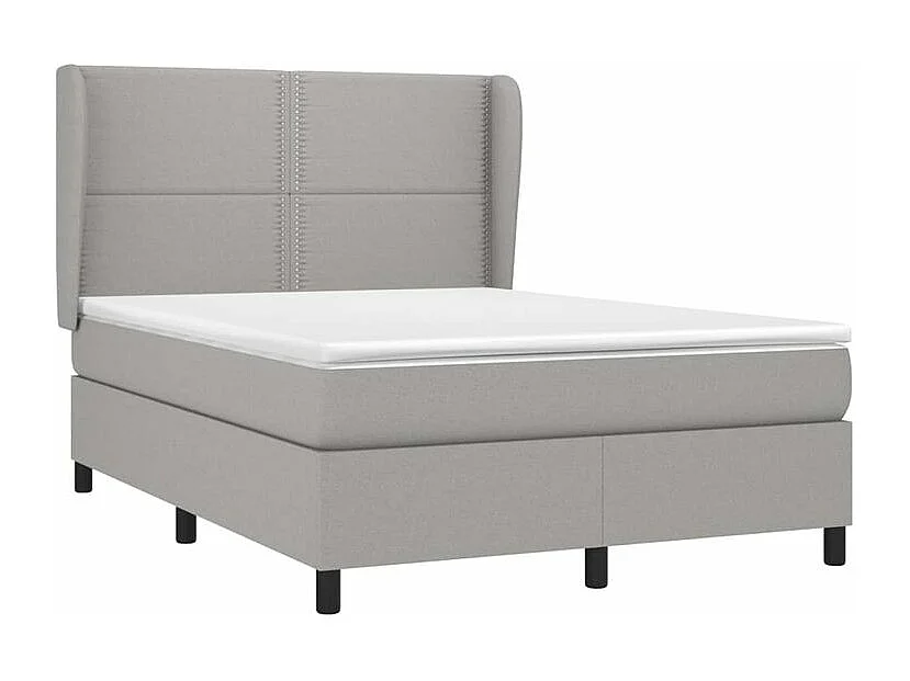 Sommier à lattes de lit avec matelas Gris clair 140x190 Tissu