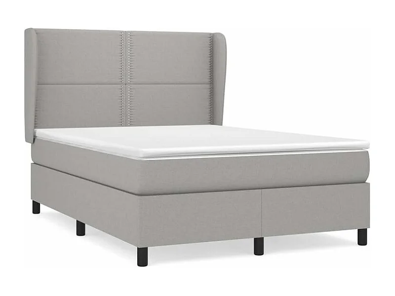 Sommier à lattes de lit avec matelas Gris clair 140x190 Tissu