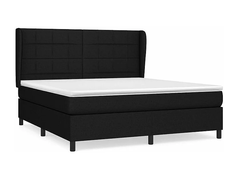Sommier à lattes de lit avec matelas Noir 180x200 Tissu