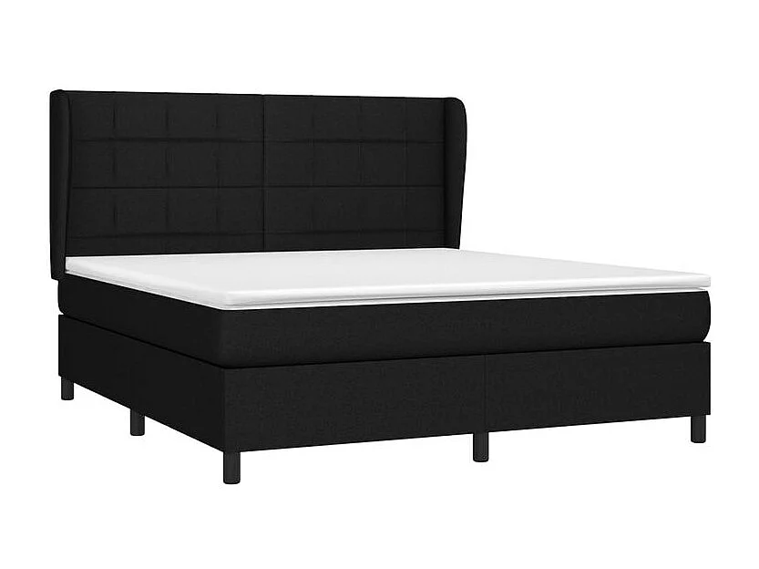 Sommier à lattes de lit avec matelas Noir 180x200 Tissu