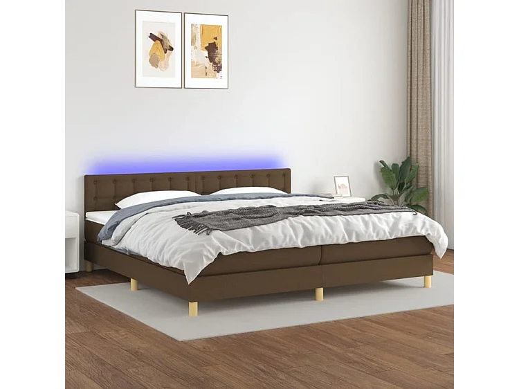 Sommier à lattes de lit matelas et LED Marron foncé 200x200