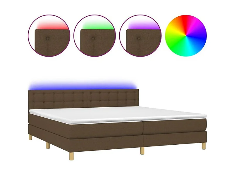 Sommier à lattes de lit matelas et LED Marron foncé 200x200