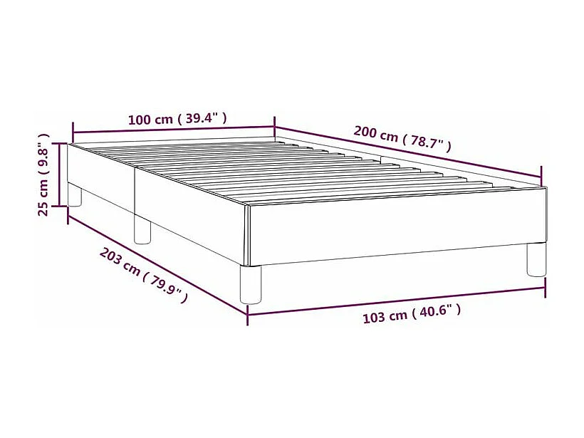 Cadre de lit Gris 100x200 Similicuir
