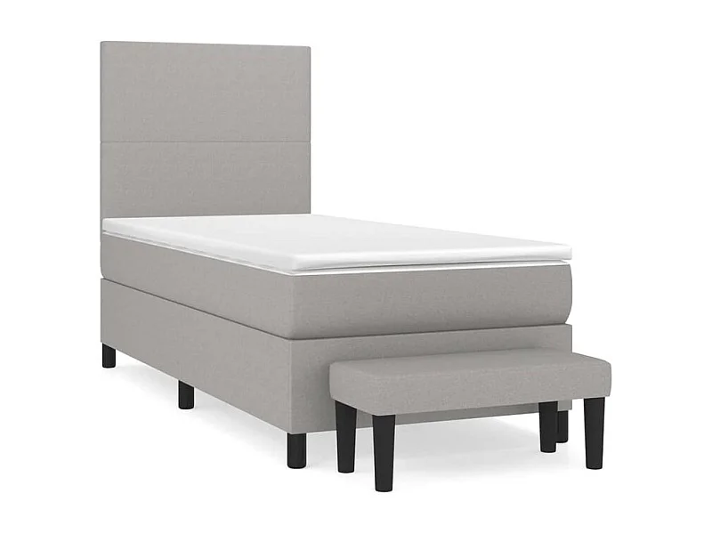 Sommier à lattes de lit avec matelas Gris clair 100x200 Tissu
