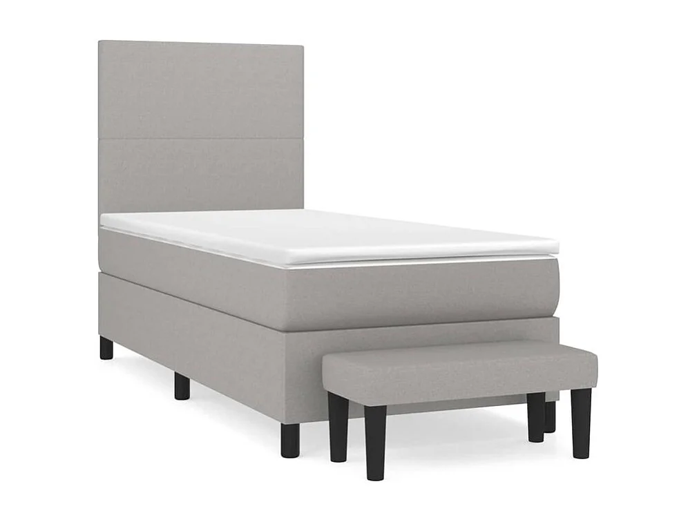 Sommier à lattes de lit avec matelas Gris clair 100x200 Tissu
