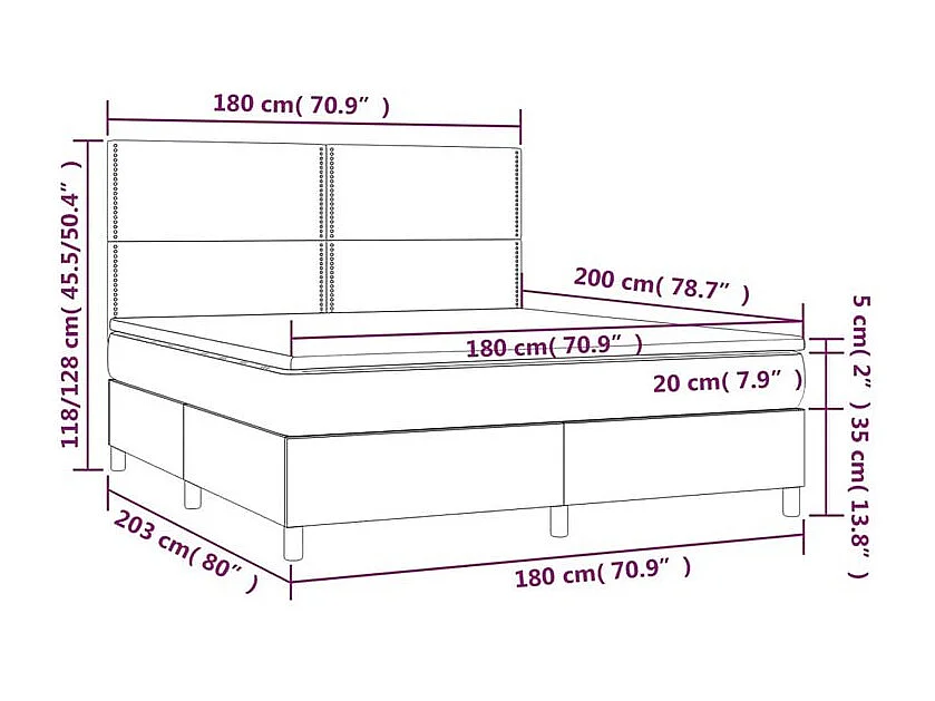 Sommier à lattes de lit et matelas Bleu foncé 180x200 Velours