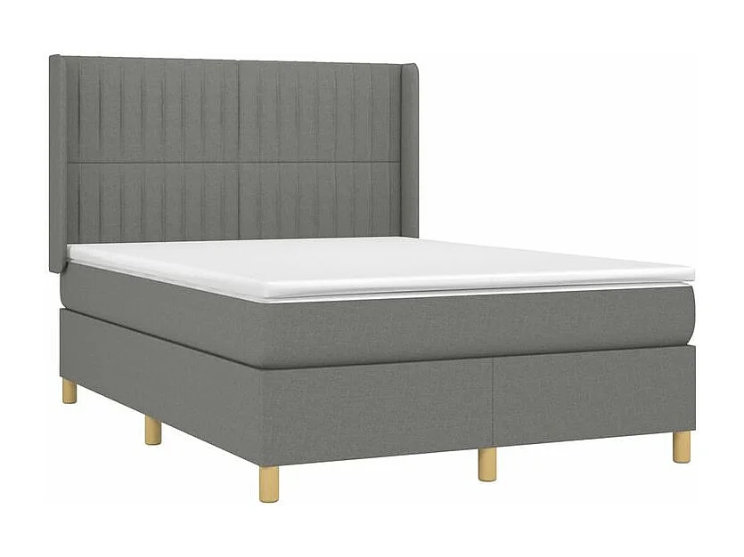 Sommier à lattes de lit matelas LED Gris foncé 140x190 Tissu