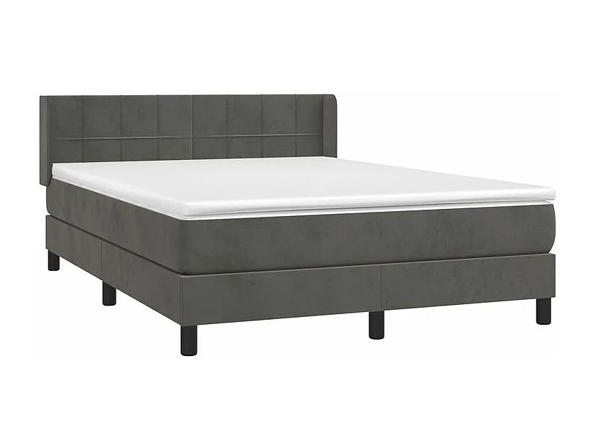 Sommier à lattes de lit et matelas Gris foncé 140x190 Velours