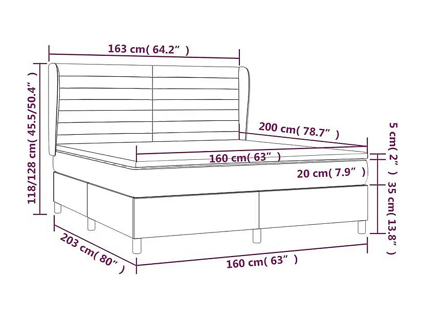 Sommier à lattes de lit avec matelas Rose 160x200 Velours