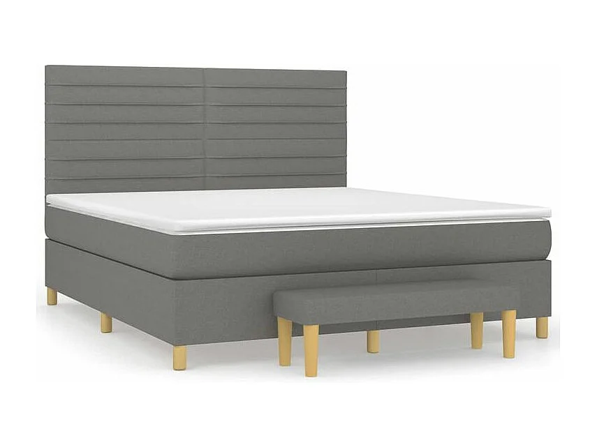 Sommier à lattes de lit avec matelas Gris foncé 180x200 Tissu