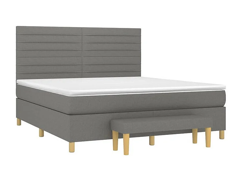 Sommier à lattes de lit avec matelas Gris foncé 180x200 Tissu