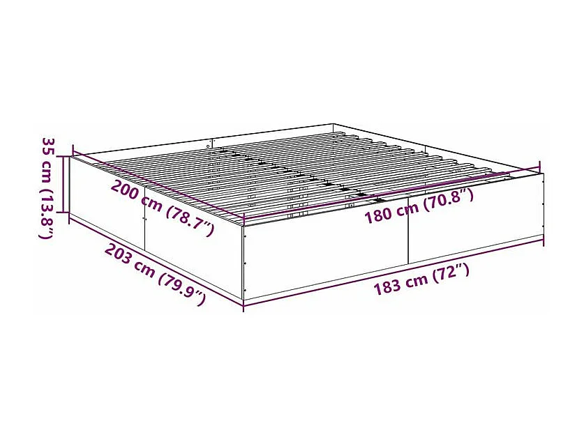 Cadre de lit sonoma gris 180x200 bois d'ingénierie