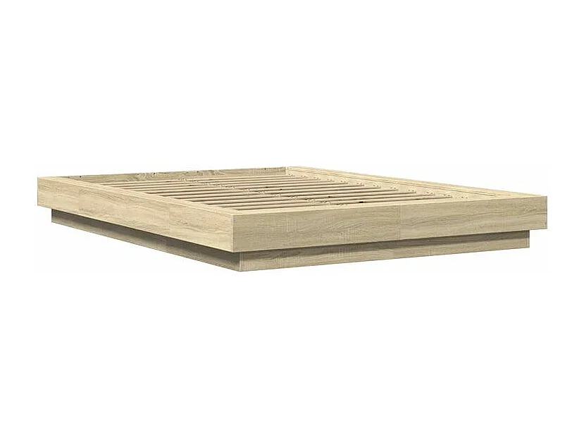 Cadre de lit avec lumières LED chêne sonoma 140x190