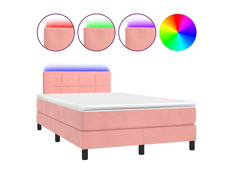 Sommier à lattes de lit avec matelas et LED Rose 120x200