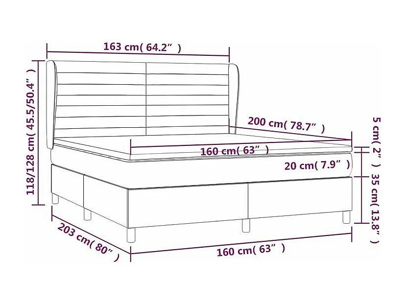 Sommier à lattes de lit avec matelas Gris clair 160x200 Tissu