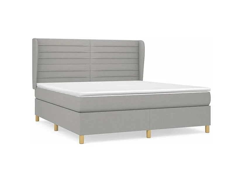 Sommier à lattes de lit avec matelas Gris clair 160x200 Tissu