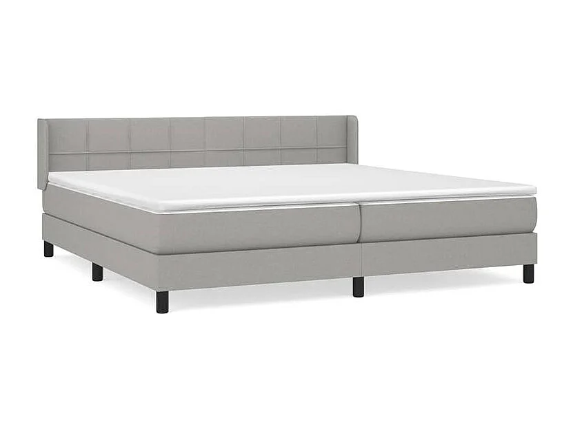 Sommier à lattes de lit avec matelas Gris clair 200x200 Tissu