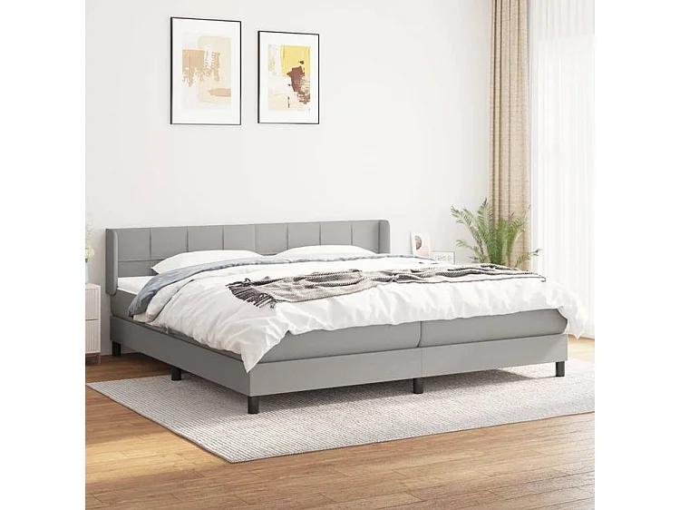 Sommier à lattes de lit avec matelas Gris clair 200x200 Tissu