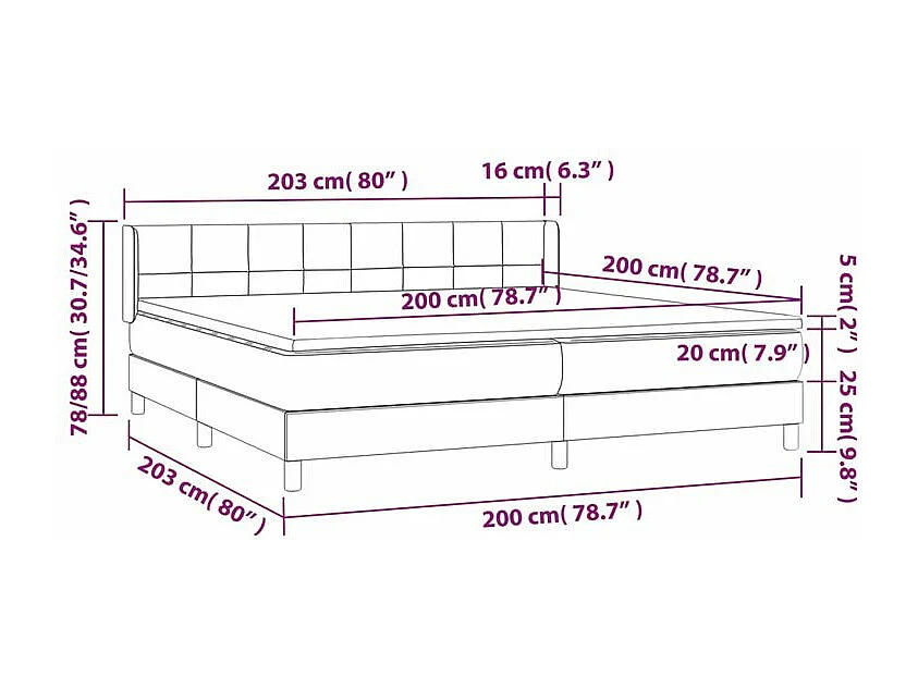 Sommier à lattes de lit avec matelas Gris clair 200x200 Tissu