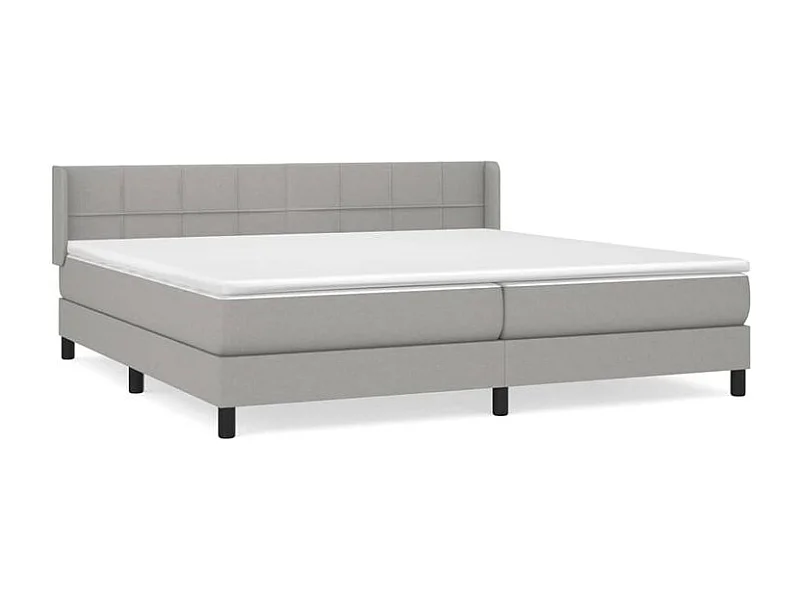 Sommier à lattes de lit avec matelas Gris clair 200x200 Tissu