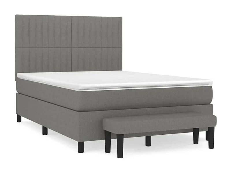 Sommier à lattes de lit avec matelas Gris foncé 140x200 Tissu