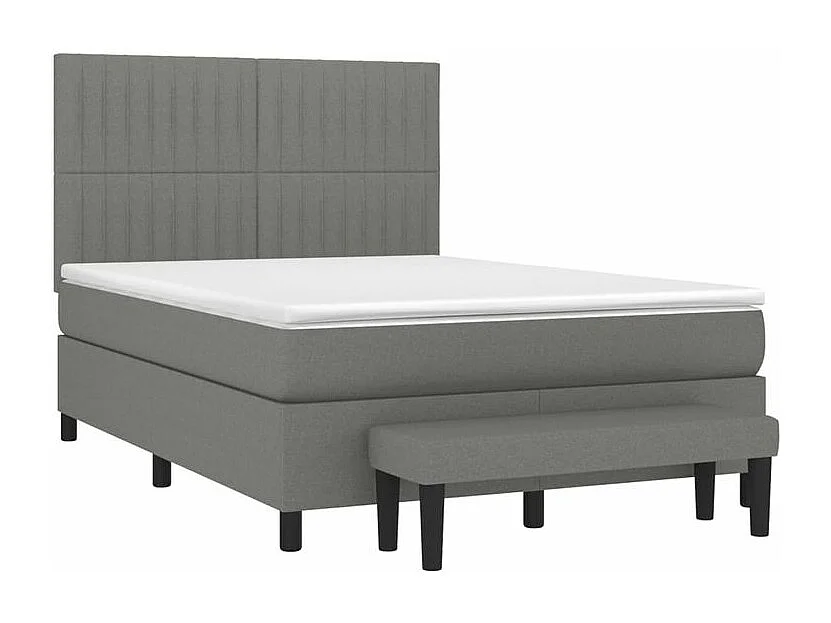 Sommier à lattes de lit avec matelas Gris foncé 140x200 Tissu
