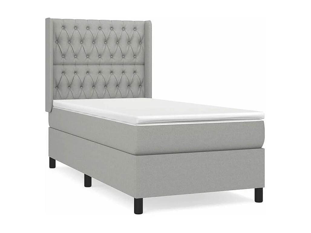 Sommier à lattes de lit avec matelas Gris clair 90x200 Tissu