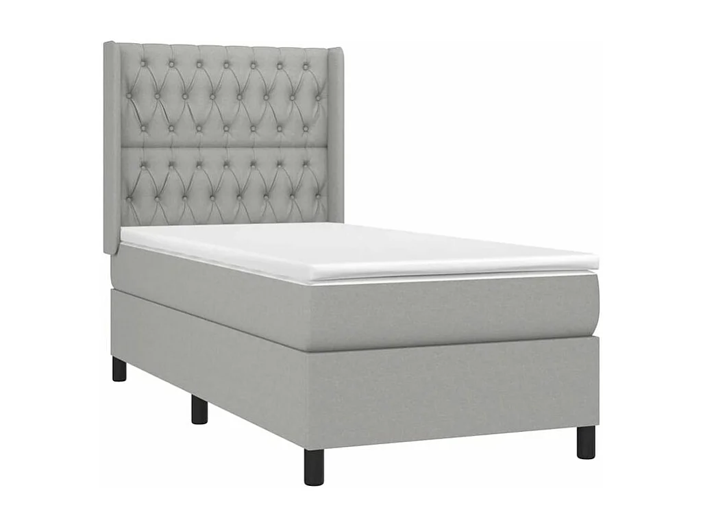 Sommier à lattes de lit avec matelas Gris clair 90x200 Tissu